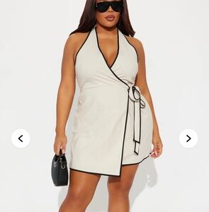 Linen Mini Dress - Beige